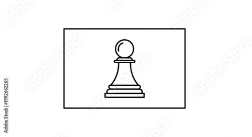 Chess Pawn Icon, Simple Line Art, Strategy Game Piece, Isolated White Background