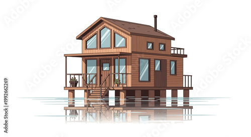 Modern Wooden Lake House on Stilts