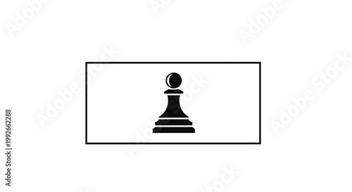 Black and white chess pawn icon inside a rectangle, representing strategy and game.