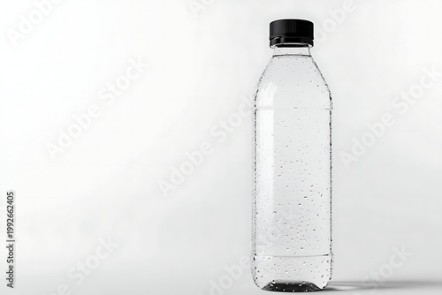 Clear Plastic Water Bottle on White Background.