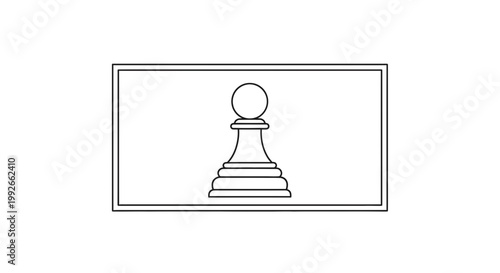 Black and White Chess Pawn Icon on White Background