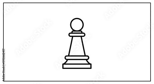 Black and White Chess Pawn Icon, Simple Line Art, Strategic Game Piece
