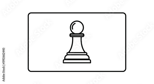 Black and white illustration of a chess pawn on a white background