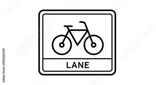 Bicycle Lane Sign - Vector Icon for Cycling Path and Transportation