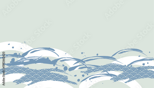 海のある景色　波背景イラスト