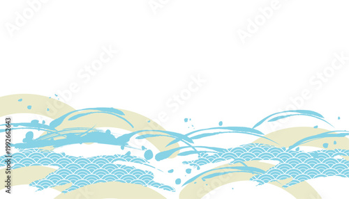 海のある景色　波背景イラスト