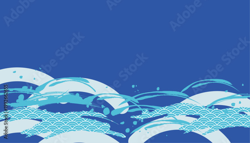 海のある景色　波背景イラスト