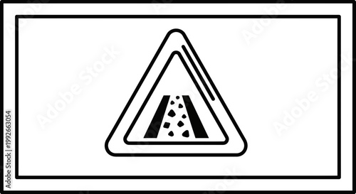 Warning Sign: Road Surface Deterioration Ahead, Gravel Road Symbol
