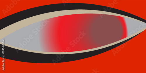 Modern abstract eye concept background with vibrant red gradient and elegant black fluid curves.