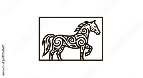 Tribal Horse Silhouette Logo, Stylized Equine Art, Vector Graphic