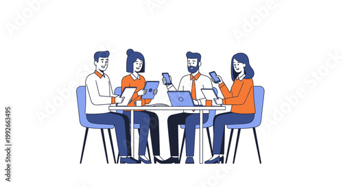 Four people sitting at a table.