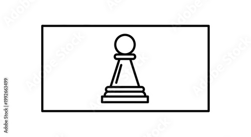 Simple Pawn Chess Piece Icon on White Background, Strategy Game Symbol