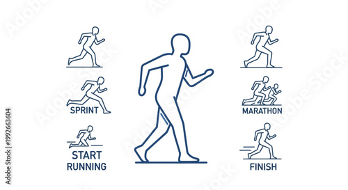 Man running in different motion poses.