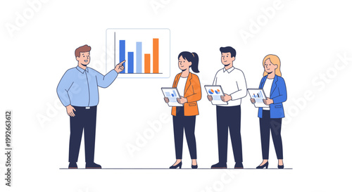 Business people discussing a presentation.