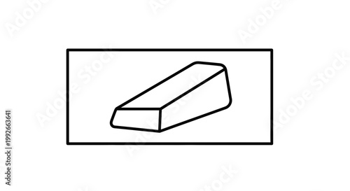 Simple wedge shape icon in a rectangle, isolated on white background