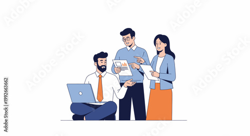 Business people discussing work together.