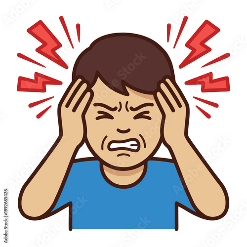 Severe Headache Migraine and Head Pain Stress Illustration