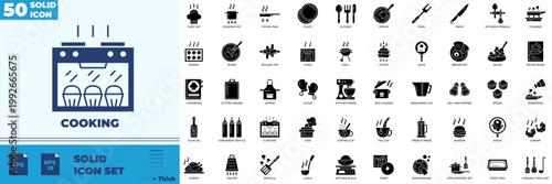 Cooking Solid Editable Icons set