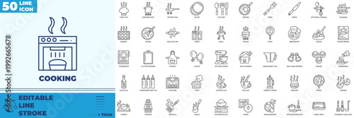 Cooking Line Editable Icons set