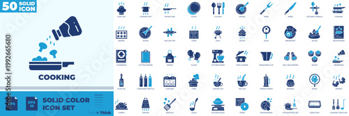Cooking Solid Color Editable Icons set
