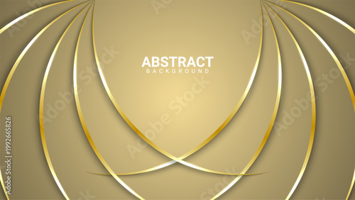 A modern abstract background with golden curves and lines