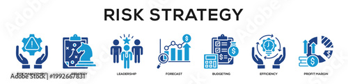Glyphcolor - Risk Strategy web banner icon vector illustration concept