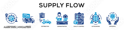 Glyphcolor - Supply Flow web banner icon vector illustration concept