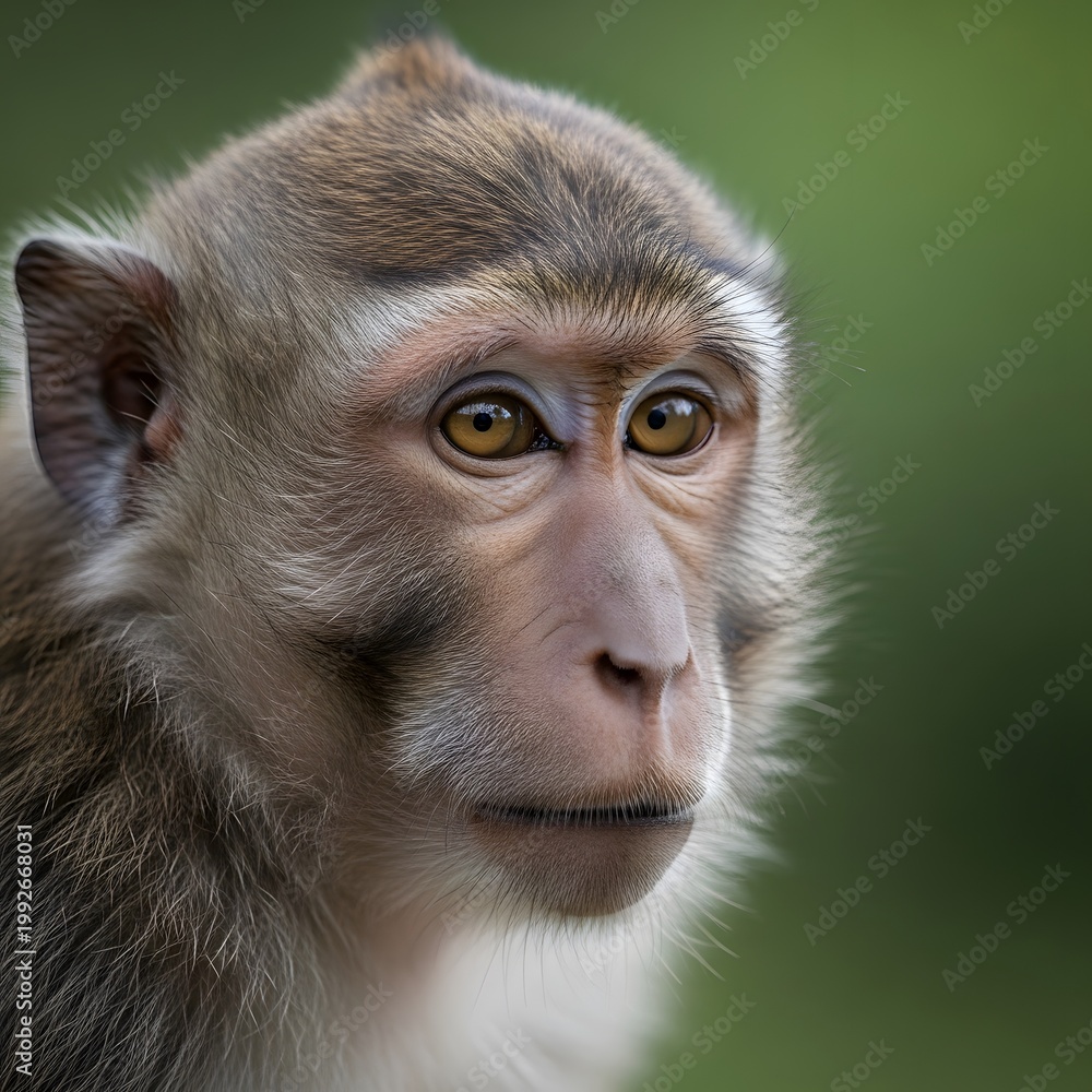 Fototapeta premium Close up portrait of macaque monkey in nature