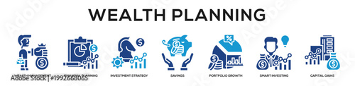 Glyphcolor - Wealth Planning web banner icon vector illustration concept