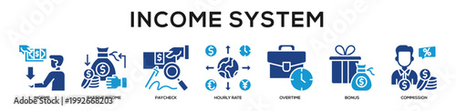 Glyphcolor - Income System web banner icon vector illustration concept