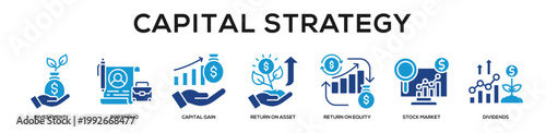 Glyphcolor - Capital Strategy web banner icon vector illustration concept