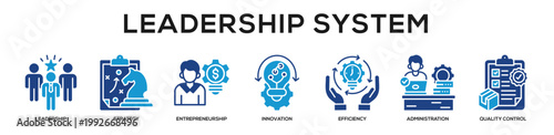 Glyphcolor - Leadership System web banner icon vector illustration concept