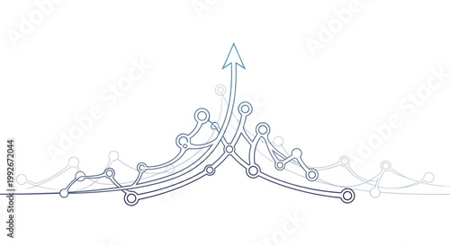 Abstract arrow graphic showing upward growth and connection points