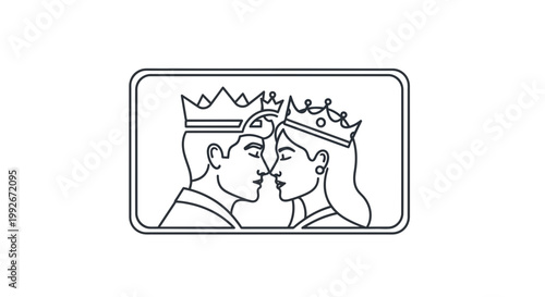 Royal Couple Kissing, King and Queen in Love, Romantic Embrace, Crowned Lovers