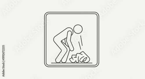 Person Picking Up Trash Icon, Environmental Responsibility, Cleanliness Symbol