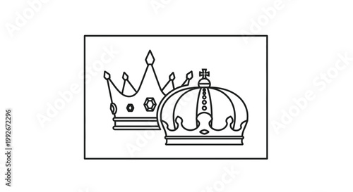 Royal Crowns Icon, Symbol of Royalty and Power, Vector Illustration