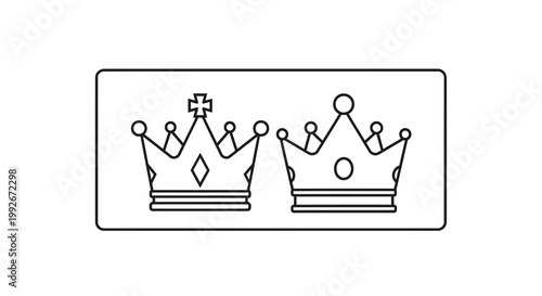 Royal Crowns Icon, King and Queen Symbols, Royalty and Power Concept