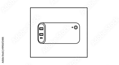 Portable Power Bank with USB and Type-C Ports, Compact External Battery Charger Icon