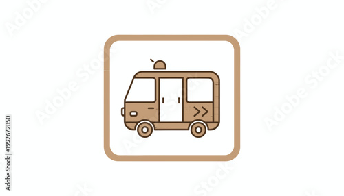 Modern Mini Van Icon, Compact Passenger Vehicle, Urban Transport Symbol