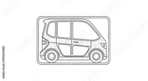 Modern Compact Electric Car Silhouette, Eco-Friendly Urban Transport Concept