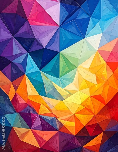 A colorful abstract geometric pattern with polygonal shapes
