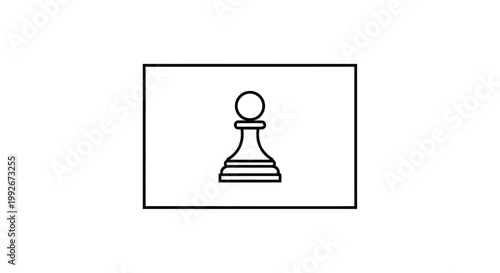 Minimalist Chess Pawn Icon on White Background