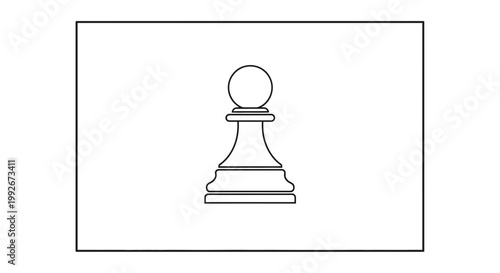 Minimalist Chess Pawn Outline Icon on White Background, Strategy Game Piece Vector