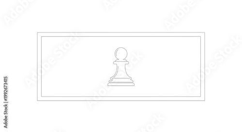Minimalist Chess Pawn Silhouette in a Rectangular Frame