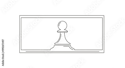 Minimalist Chess Pawn Silhouette in a Rectangle Frame