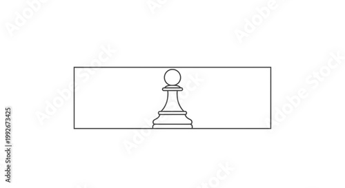 Minimalist Chess Pawn Silhouette on White Background, Strategic Game Piece
