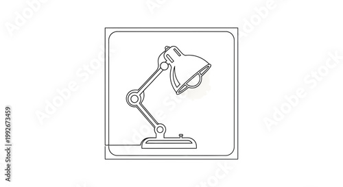 Minimalist Desk Lamp Icon, Simple Line Art Illustration, Modern Office Lighting