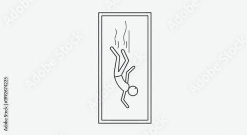 Falling Stick Figure Person Descending Through Abstract Space