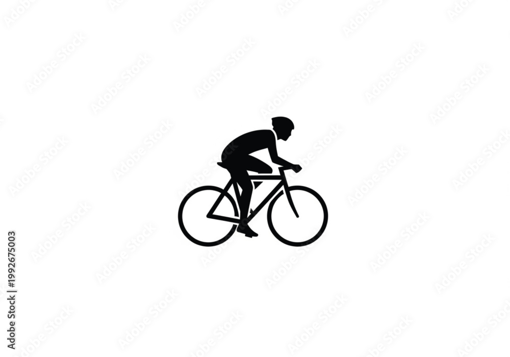 Obraz premium Cyclist Silhouette Riding Road Bike Isolated on White Background for Sport and Fitness Design
