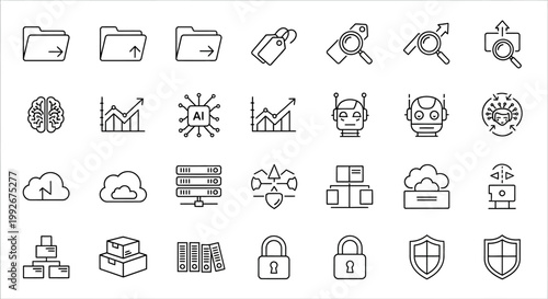 Collection of security and data icons.